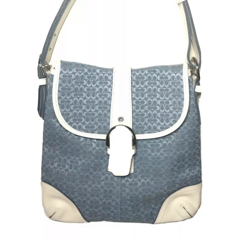 COACH VINTAGE BONE WHITNEY BLUE Purse Made In USA